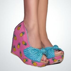 Irregular Choice Pink and Blue Pineapple Wedges